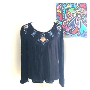Charming Charlie black boho top